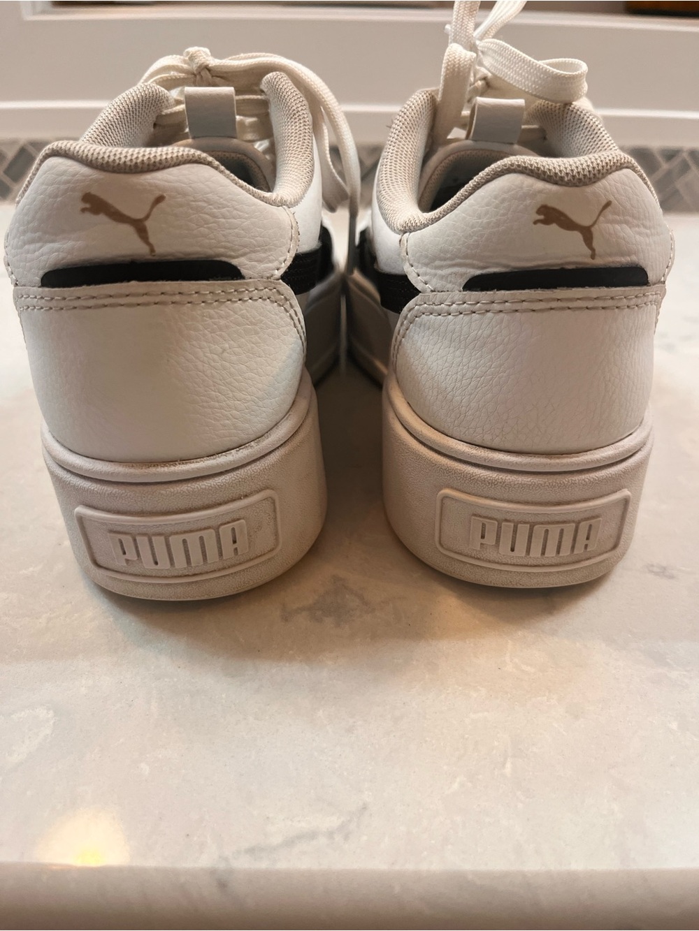 Puma White and Black Platform Sneakers for Women - Lace-Up Casual Trainers - Picture 2 of 5